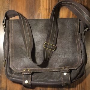 David King & Co Brown Leather Laptop Messenger Bag